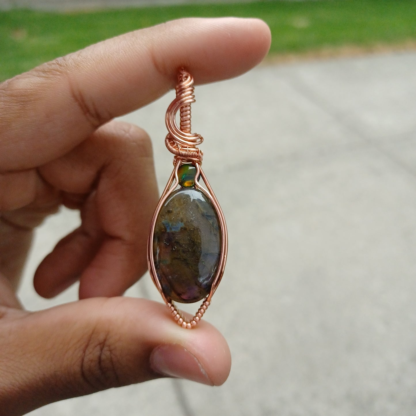 Labradorite and Ammolite Pendant