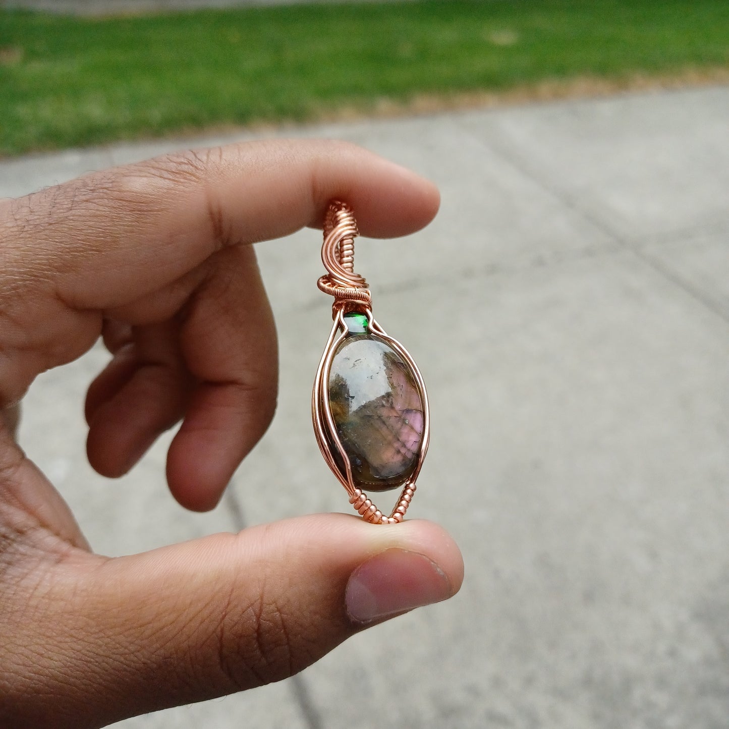 Labradorite and Ammolite Pendant