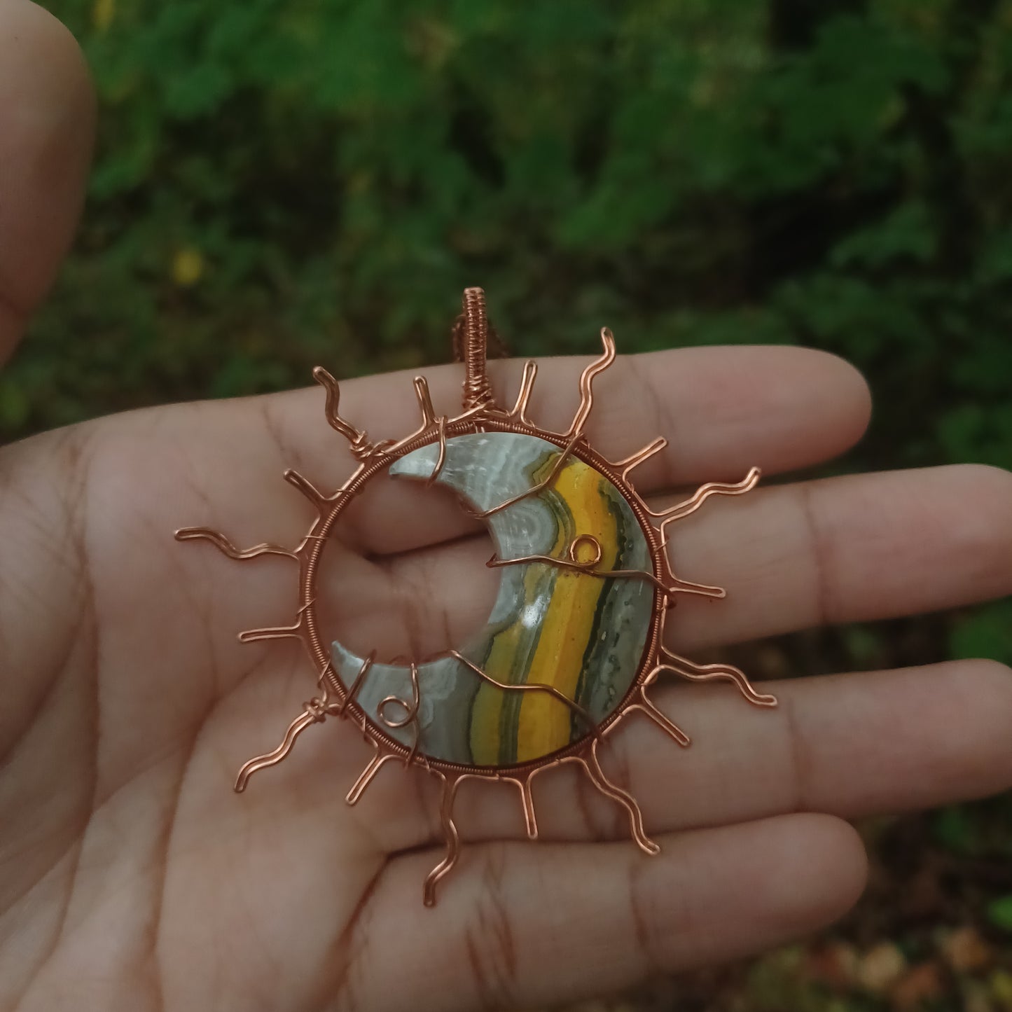 Bumblebee jasper sun/moon pendant