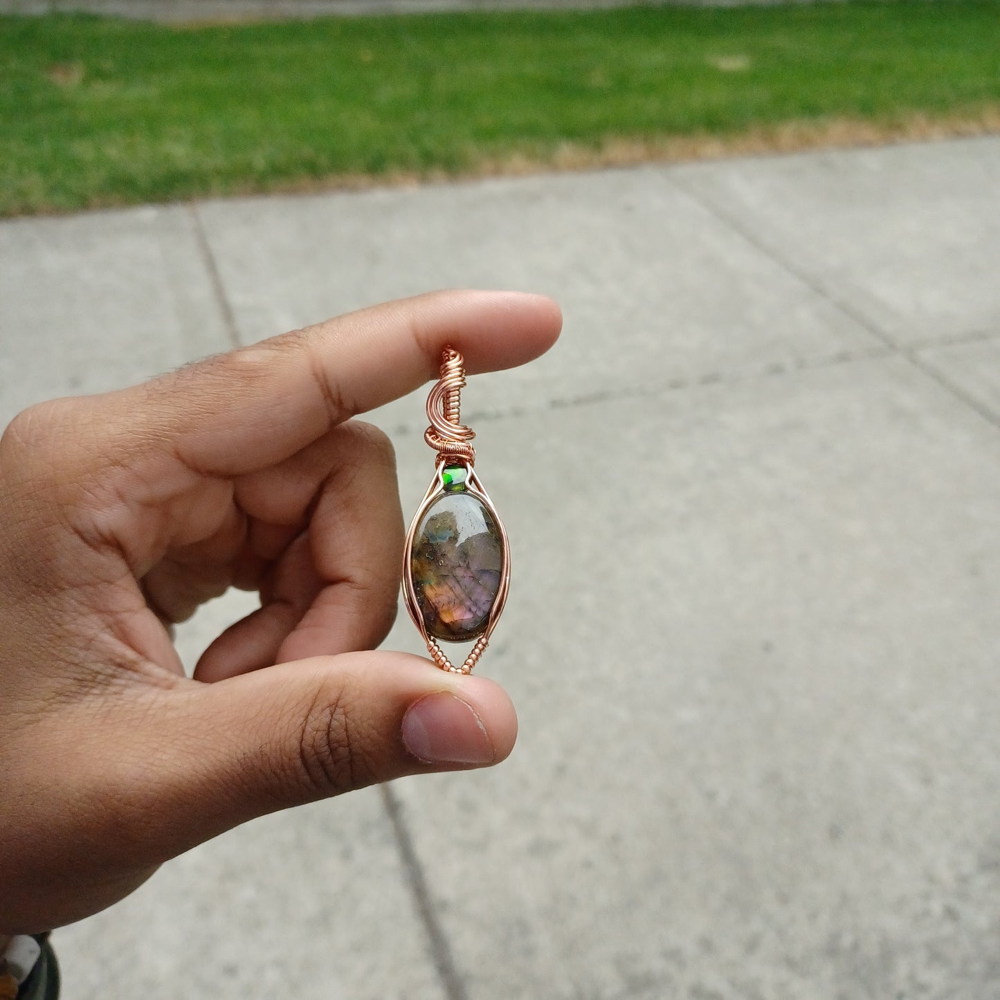 Labradorite and Ammolite Pendant