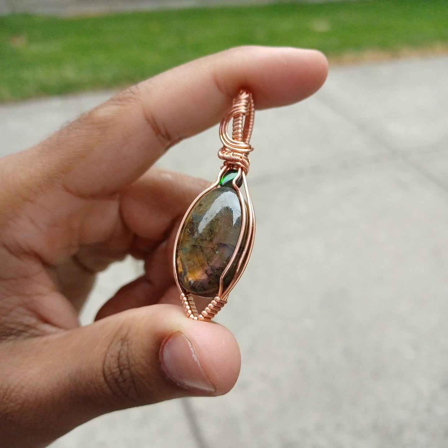 Labradorite and Ammolite Pendant