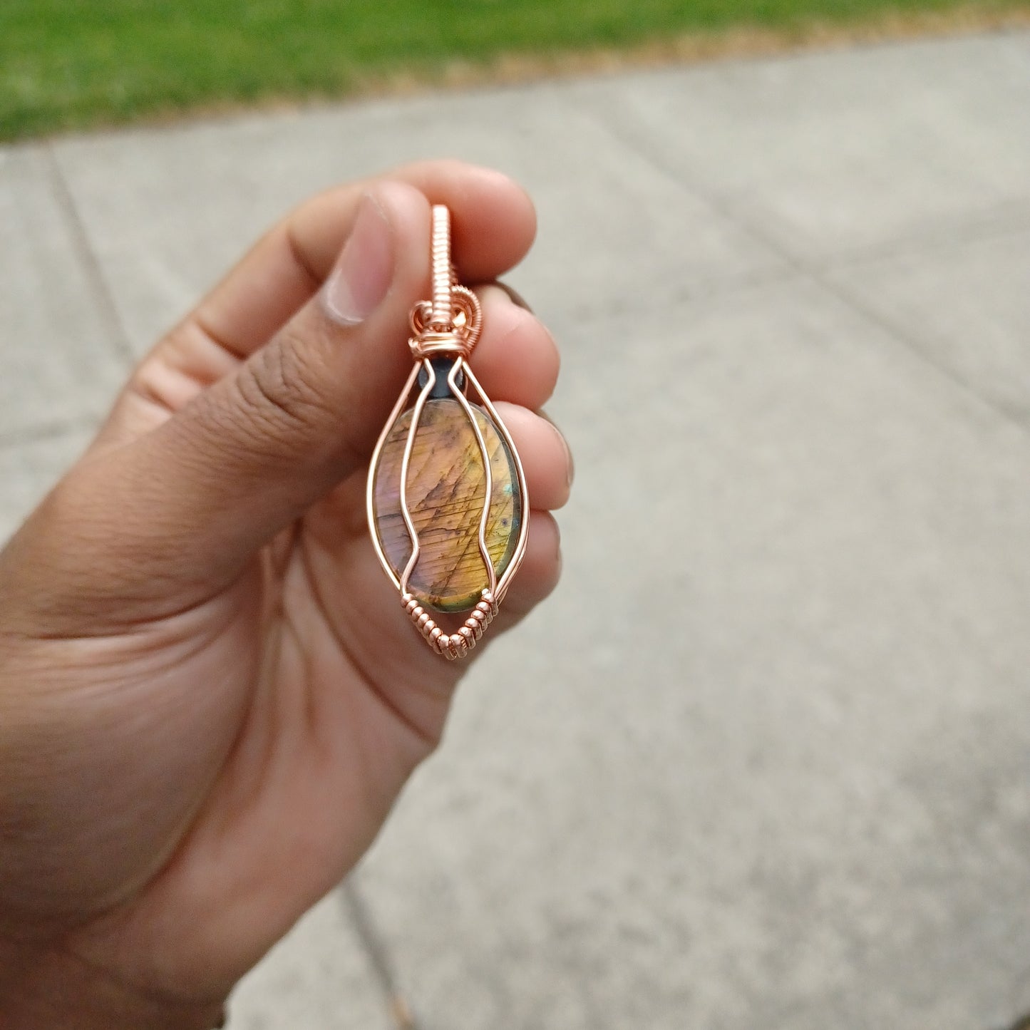 Labradorite and Ammolite Pendant