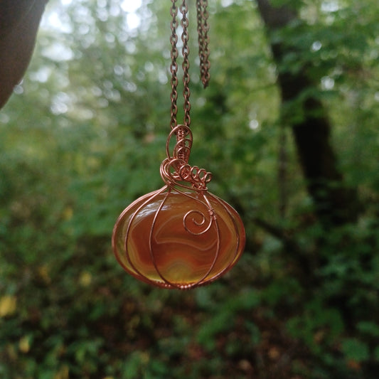 Orange agate pumpkin pendant