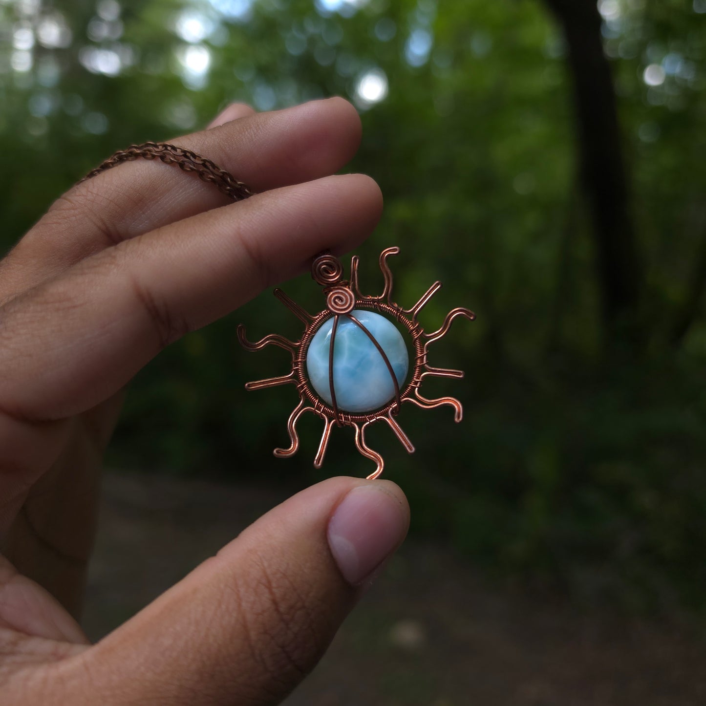 Larimar sun pendant 🌞