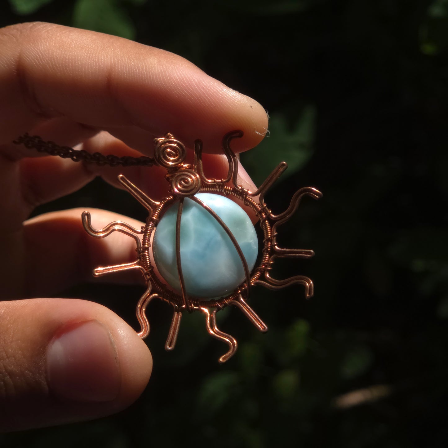 Larimar sun pendant 🌞
