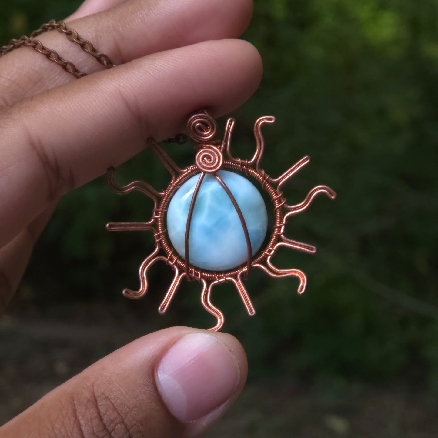 Larimar sun pendant 🌞