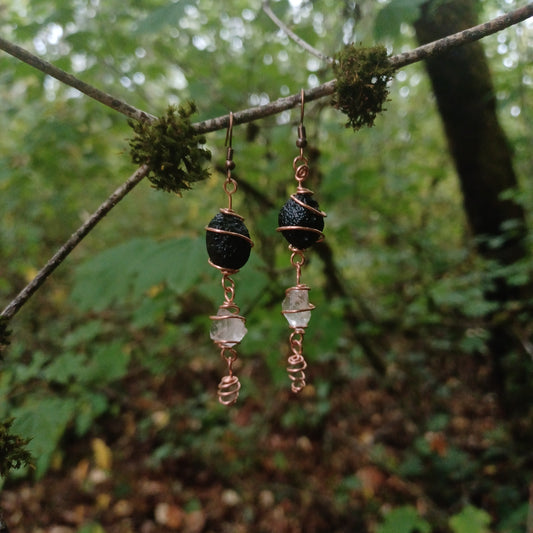 Tektite-Herkimer-Moldavite Dangles