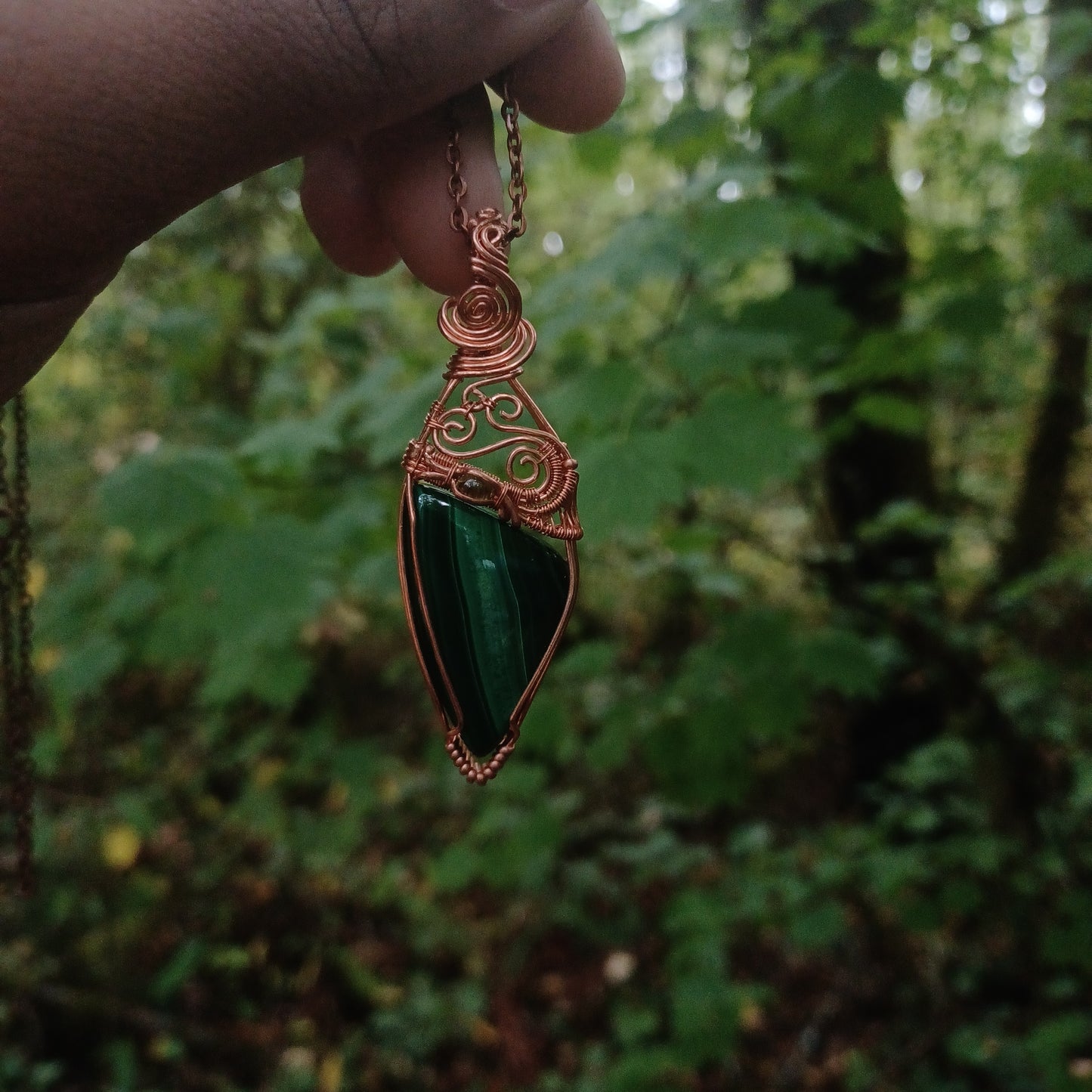 Malachite and peridot pendant