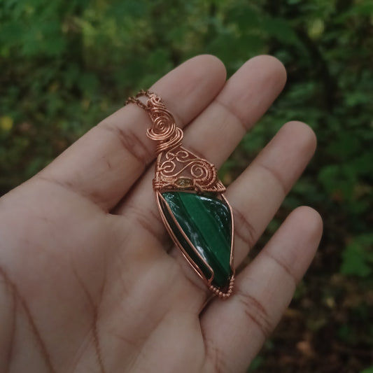 Malachite and peridot pendant