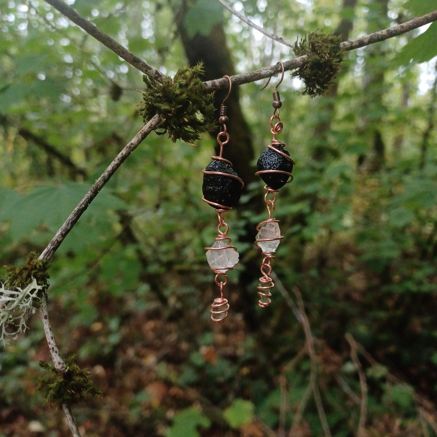 Tektite-Herkimer-Moldavite Dangles
