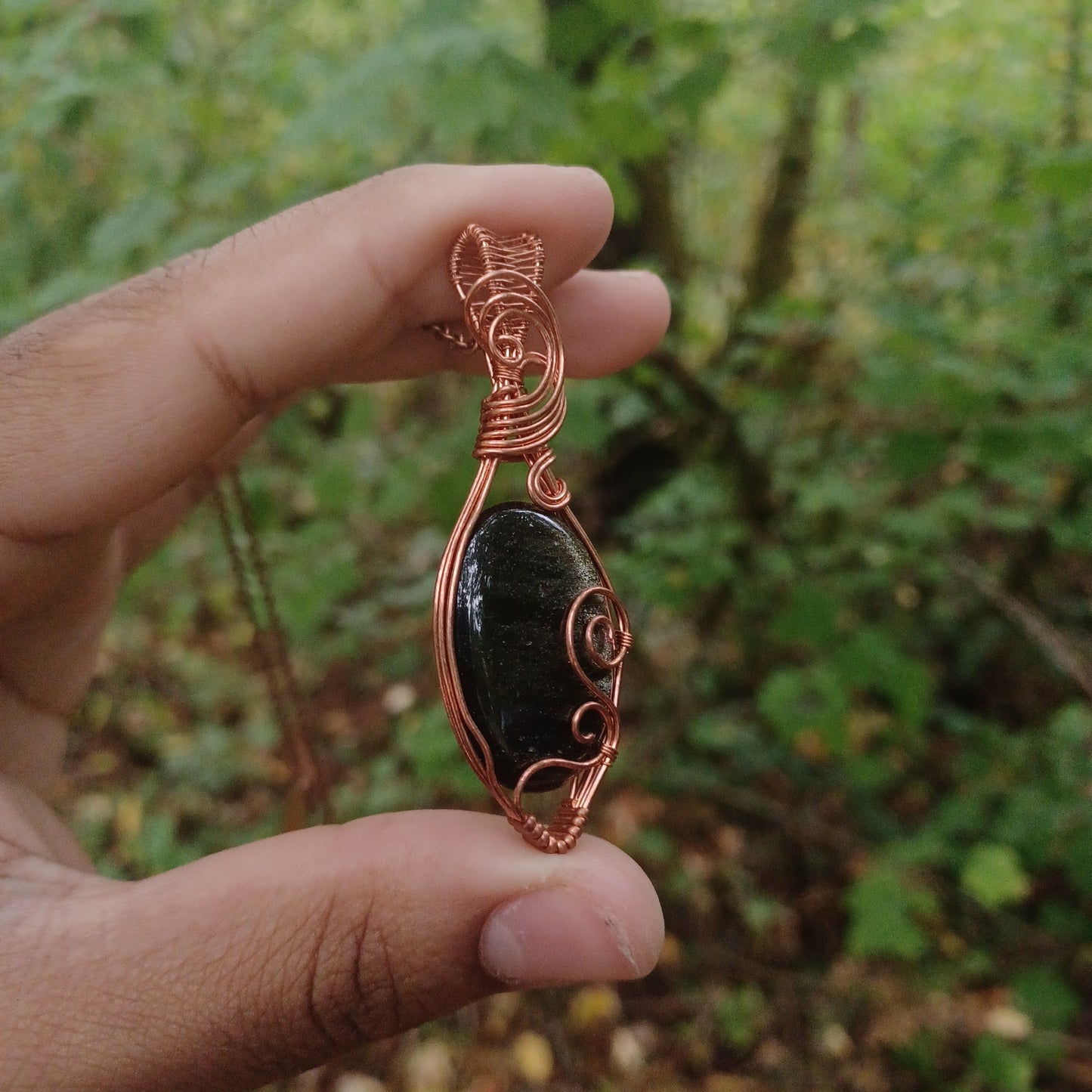 Gold sheen Obsidian pendant