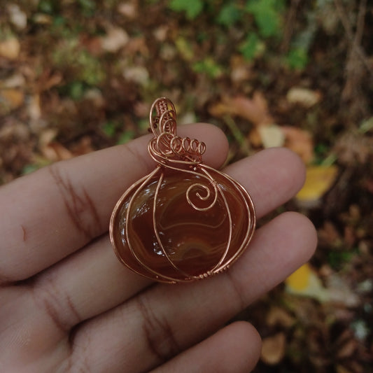 Orange agate pumpkin pendant