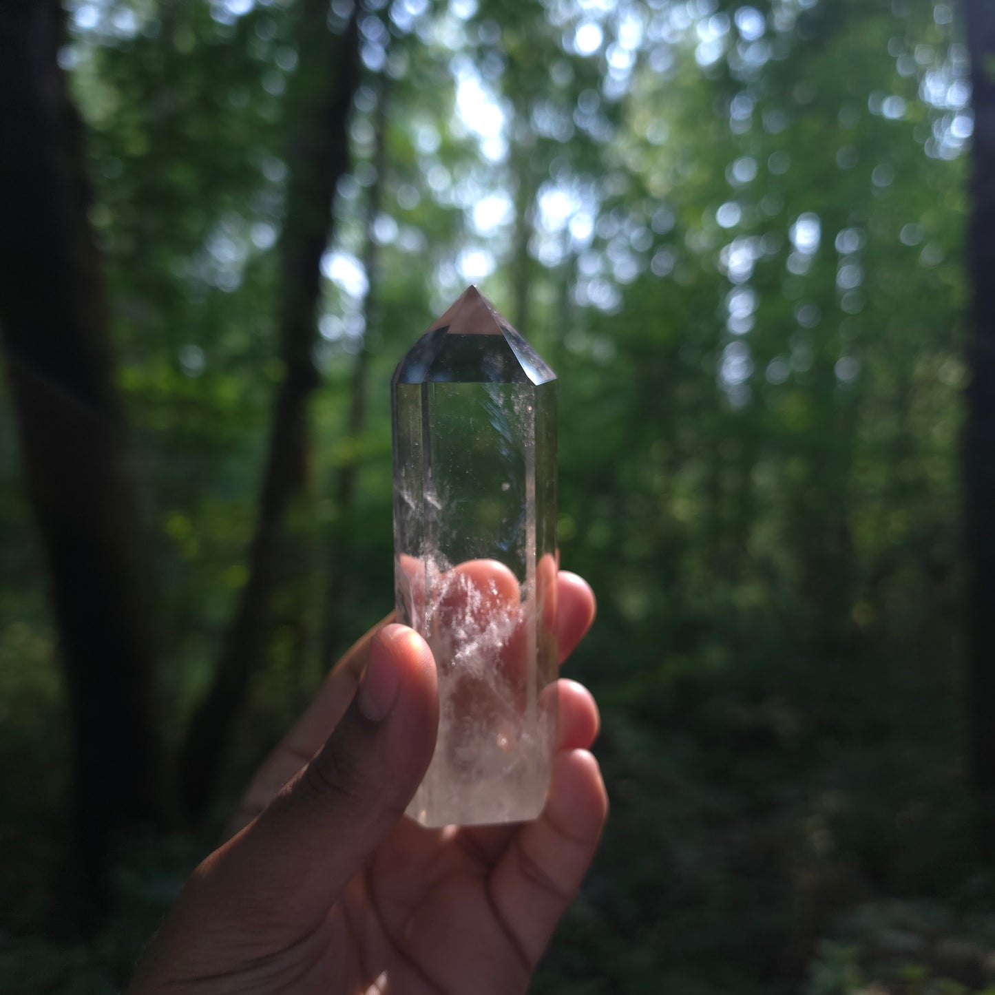 Blue needle quartz point