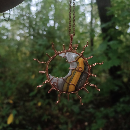 Bumblebee jasper sun/moon pendant