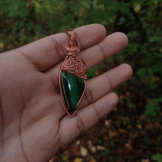 Malachite and peridot pendant
