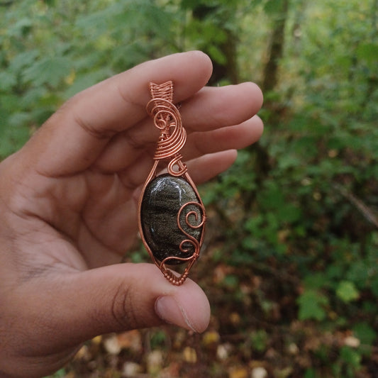 Gold sheen Obsidian pendant