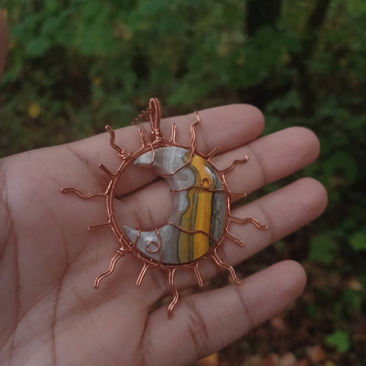 Bumblebee jasper sun/moon pendant
