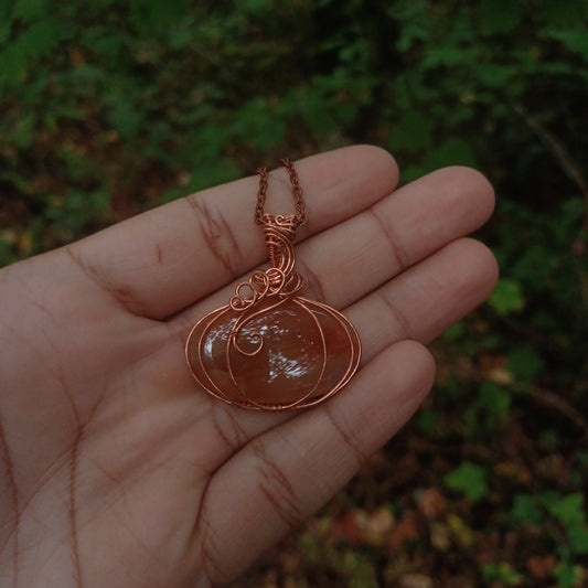 Red quartz pumpkin pendant