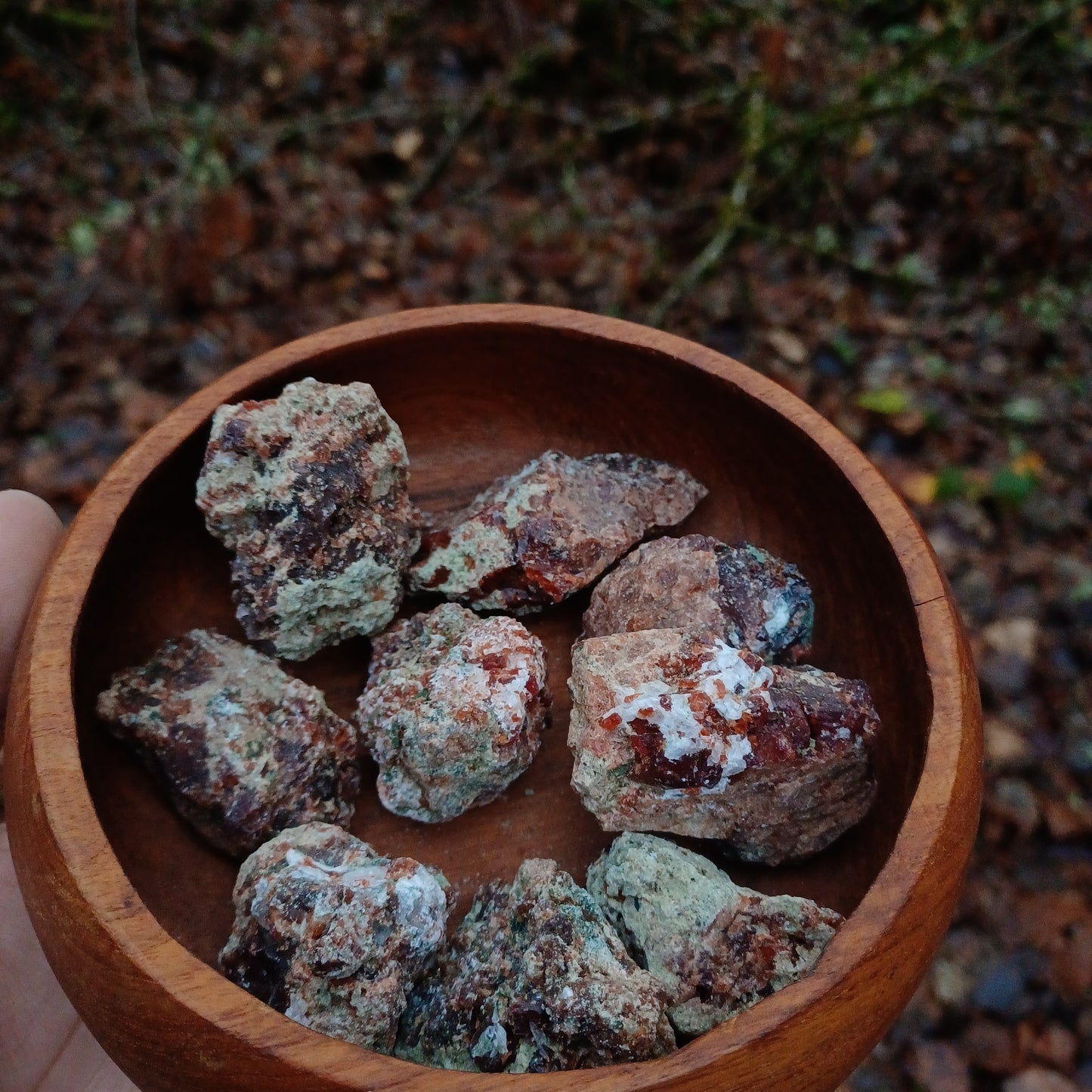 Raw garnet chunks