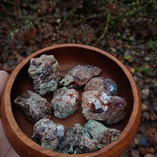 Raw garnet chunks