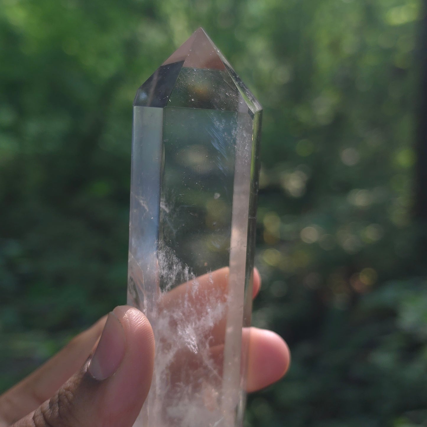Blue needle quartz point
