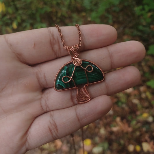 Malachite mushroom pendant