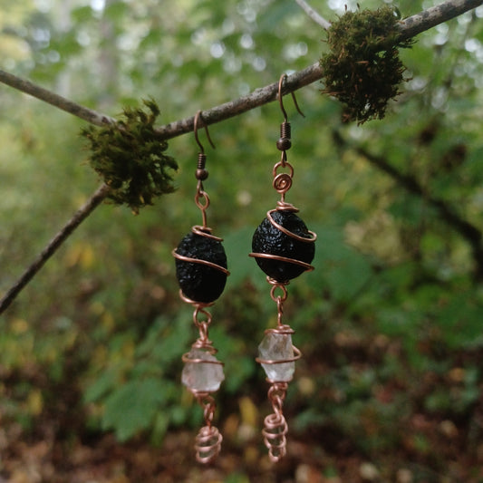 Tektite-Herkimer-Moldavite Dangles
