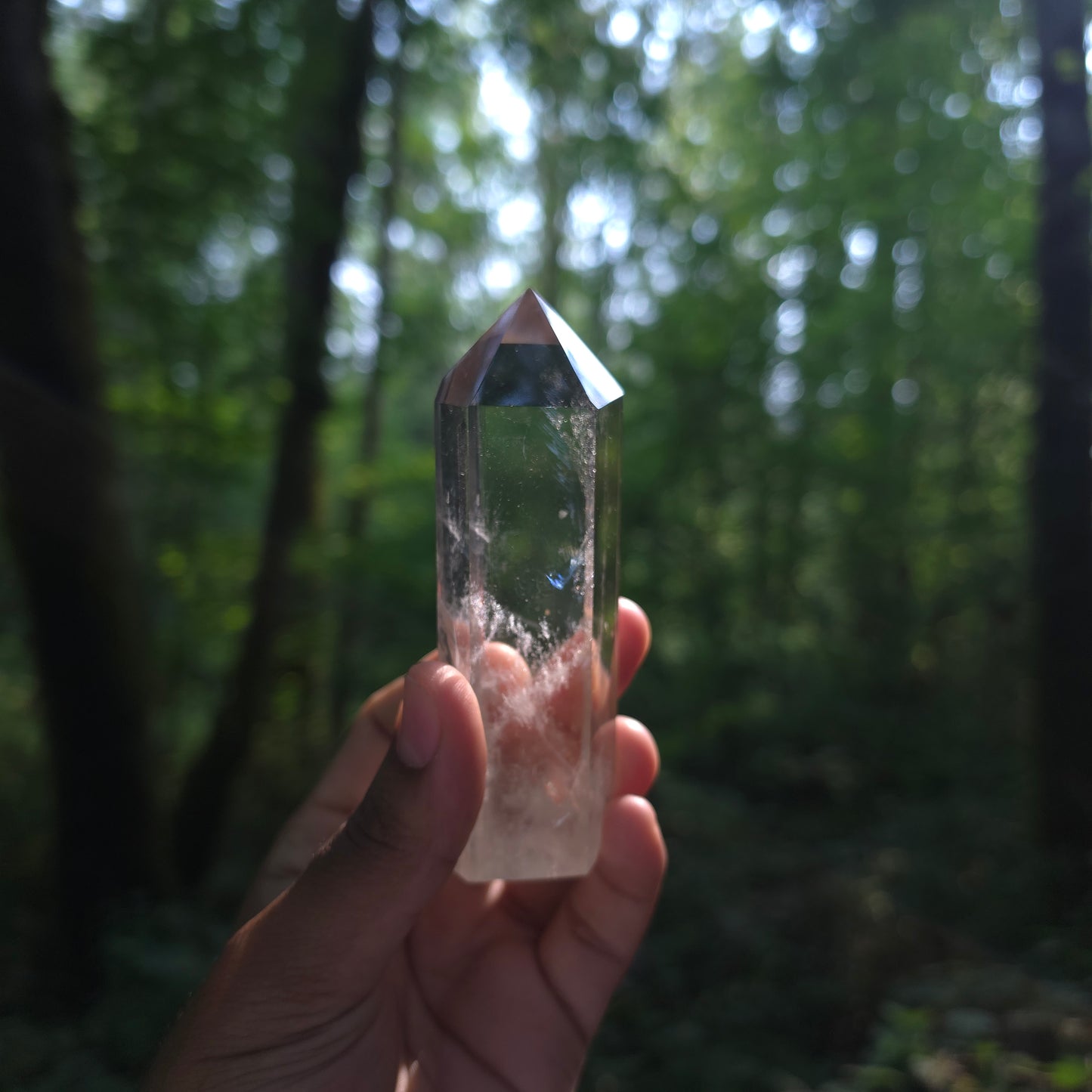 Blue needle quartz point