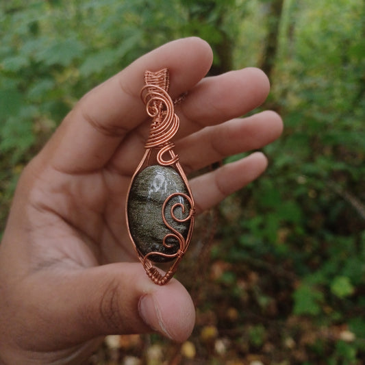 Gold sheen Obsidian pendant